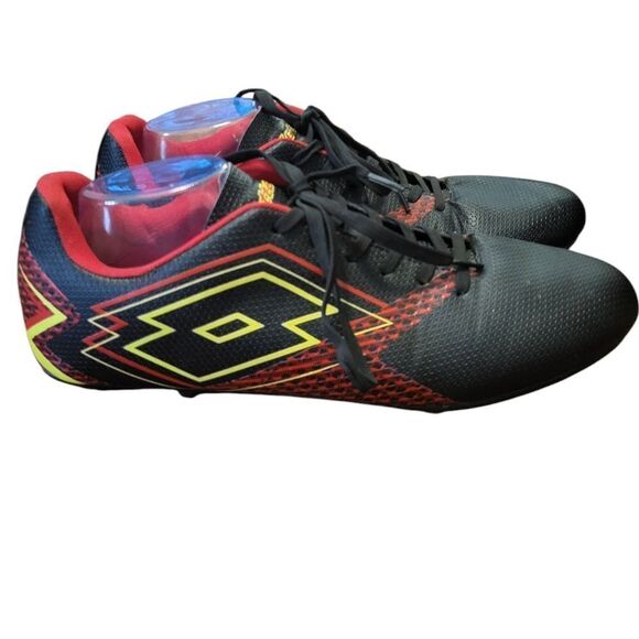 Lotto Forza Elite 3 Mens Soccer Cleats Black Red Yellow, Size 12 - Picture 2 of 12